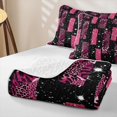 thumbnail image 4 of Manfei Glitter Leopard Print Twin Quilt Set, Old Fashion Abstract Twin Coverlet Set, Pink Black, Black Reversible, 2-Piece, 1 Bedspread and 1 Pillowcase, 4 of 7