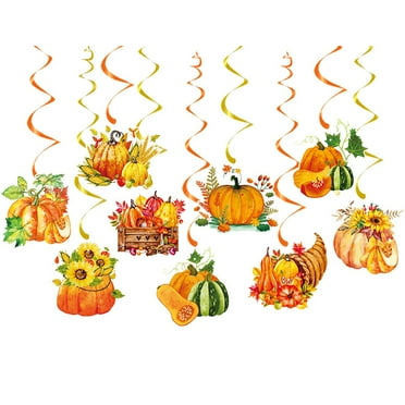 Fall Theme Hanging Decorations;Thanksgiving Ceiling Streamers;Maple Leaf & Pumpkin Party Supplies;Autumn Harvest Decorations