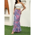 thumbnail image 3 of Women's Paisley Print Maxi Skirt Casual High Waist Tiered Ruffle Skirt Summer Boho Flowy Skirts S-2XL, 3 of 8