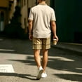thumbnail image 6 of hotojiny Summer Golf Sets for Men Stylish Button Collared Plaid Shirt with Shorts Set Breathable Short Sleeve 2 Piece Outfits(Beige,Medium), 6 of 7