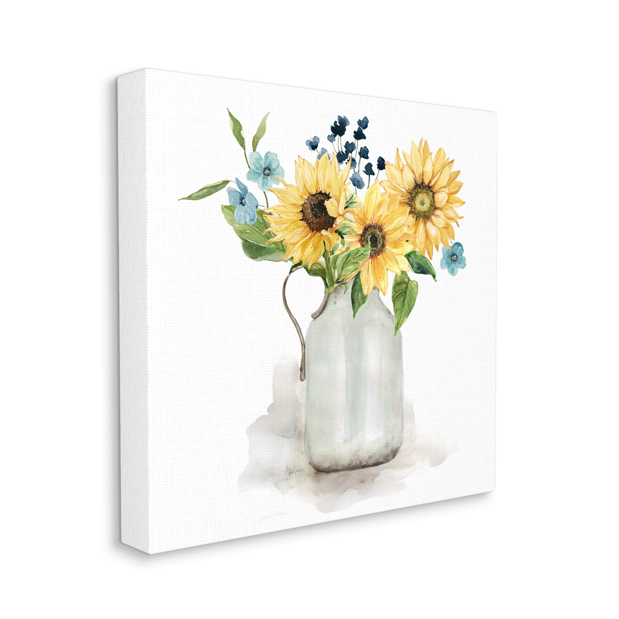 Stupell Industries Summery Flower Blossoms Arranged Country Jug Watercolor Detail Graphic Art Gallery Wrapped Canvas Print Wall Art, Design by Livi Finn