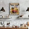 thumbnail image 3 of Farmhouse Old Red Trucks Wall Art Old Barn Pictures Wall Decor Marson Jars Sunflower Painting for Bedroom Bathroom Living Room Prints Artwork Framed 12"x16", 3 of 6