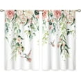 thumbnail image 5 of Pink Flower Small Kitchen Curtains Floral Eucalyptus Botanical Plant Window Treatment Spring Hummingbird Short Window Curtains for Bathroom Room Green Leaf Tier Treatment Drapes 27.5x39 inch, 5 of 6
