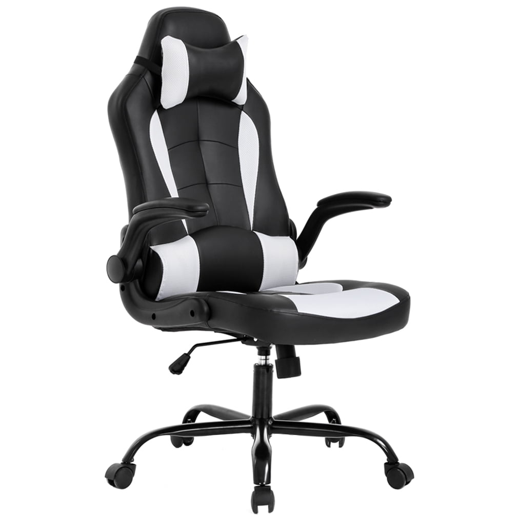 BEST Comfy Racing Style Leather Swivel Gaming Chair w/ Lumbar Support & Headrest 