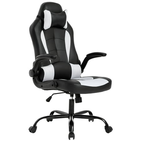 Gaming Office Chair, High-Back PU Leather Racing Chair, Reclining Computer Executive Desk Chairs With Lumbar Support Adjustable Arms Rolling Swivel Chair For Women,