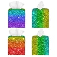 thumbnail image 2 of Sikiie Glitter Rainbow Leather Tissue Box Cover Square, tissue box holder, Tissue Box with Bottom Belt-5.2”x5.2”x5.2”, 2 of 7