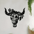 thumbnail image 4 of Bull Skull & Cactus Metal Wall Art, Rustic Iron Sign, Home & Outdoor Decor, 4 of 7