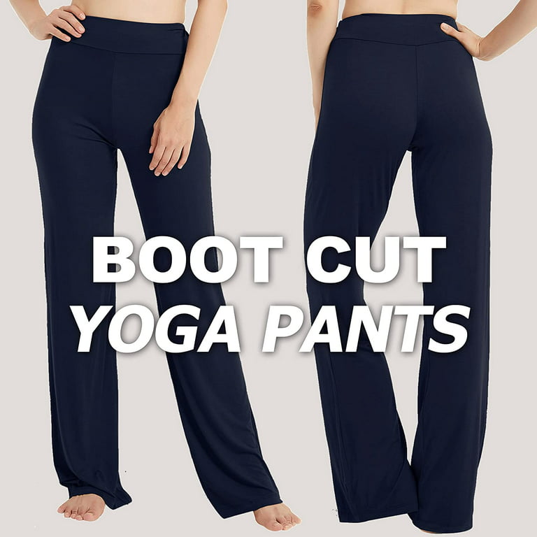 FELEMO Women's Bootcut Yoga Pants High Waist Workout Pants 4 Way Stretch  Tummy Control Work Pants Flare Pants（Navy/3XL） 