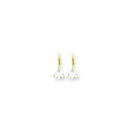 Roy Rose Jewelry 14K Yellow Gold 6mm Trillion Cubic Zirconia Leverback Earrings