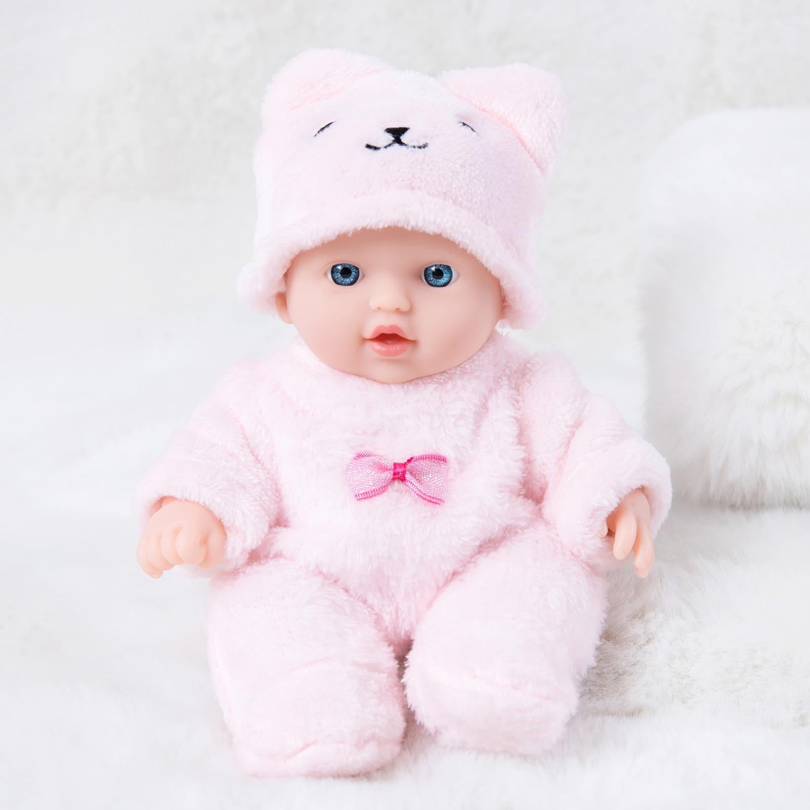 Chmadoxn Reborn Baby Dolls, 8 inch Small Realistic Vinyl Newborn Baby Doll with Plush Clothes, Soft Cute Simulation Baby Dolls Pretend Play Educational Toys Interactive Toys for Kids Age 3+