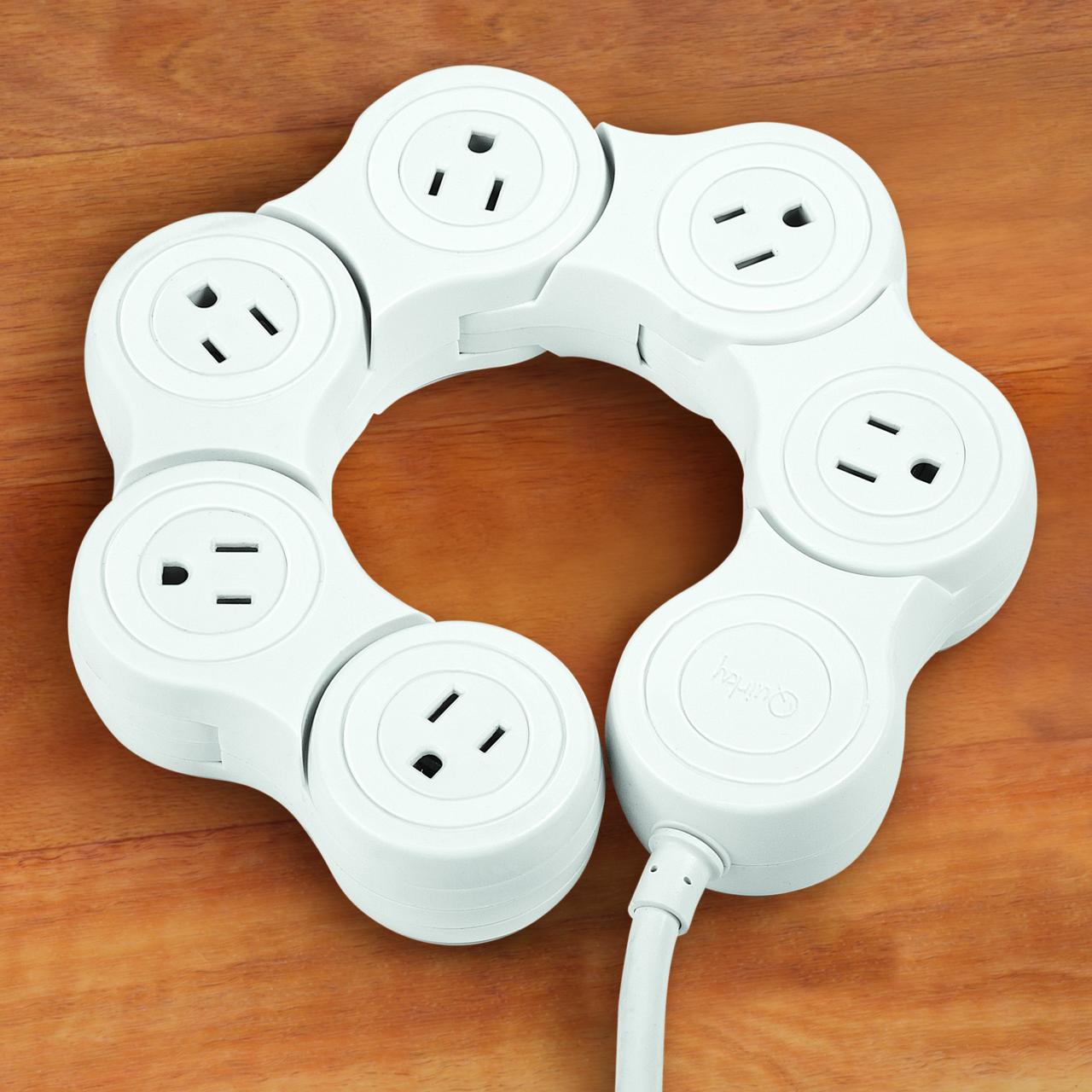 Flexible Pivot Outlet Power Strip to Big Adapters