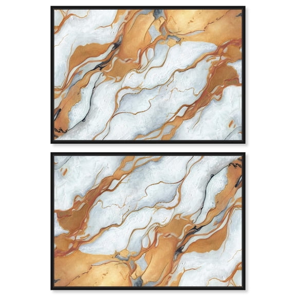 Art Remedy Modern Boho Canvas, 15" x 10", Black Frame, Gold Marble Set