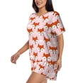 thumbnail image 2 of Balery cute fox pink Pattern Womens Pajama Sets 2 Piece Soft Short Sleeve Top and Shorts Sleepwear Round Neck Pjs Lounge Set with Pockets-Medium, 2 of 7