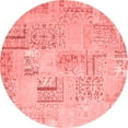 thumbnail image 1 of Ahgly Company Indoor Round Patchwork Red Transitional Area Rugs, 3' Round, 1 of 4