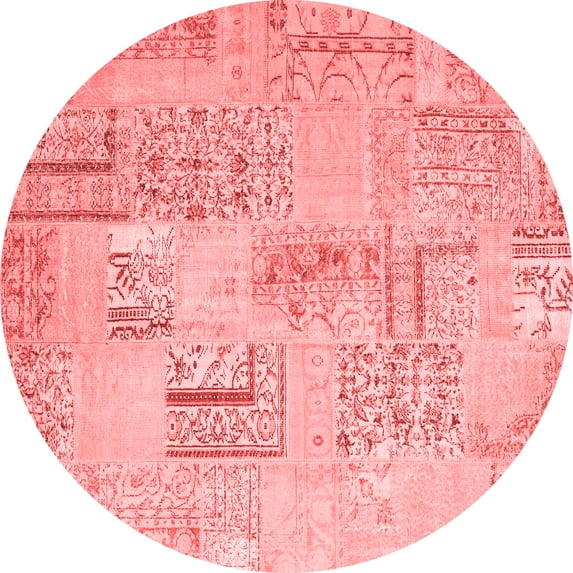 Ahgly Company Indoor Round Patchwork Red Transitional Area Rugs, 3' Round