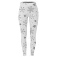 thumbnail image 4 of Arlun Women's Christmas Leggings Snowflake Printed Stretchy High Waisted Workout Pants Comfy Soft Tummy Control Sports Active Legging Tights White S, 4 of 4