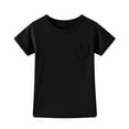 thumbnail image 2 of Kiijoy Toddler Girls Solid Short Sleeve Heart Pocket T Shirt, Black, 2 of 6