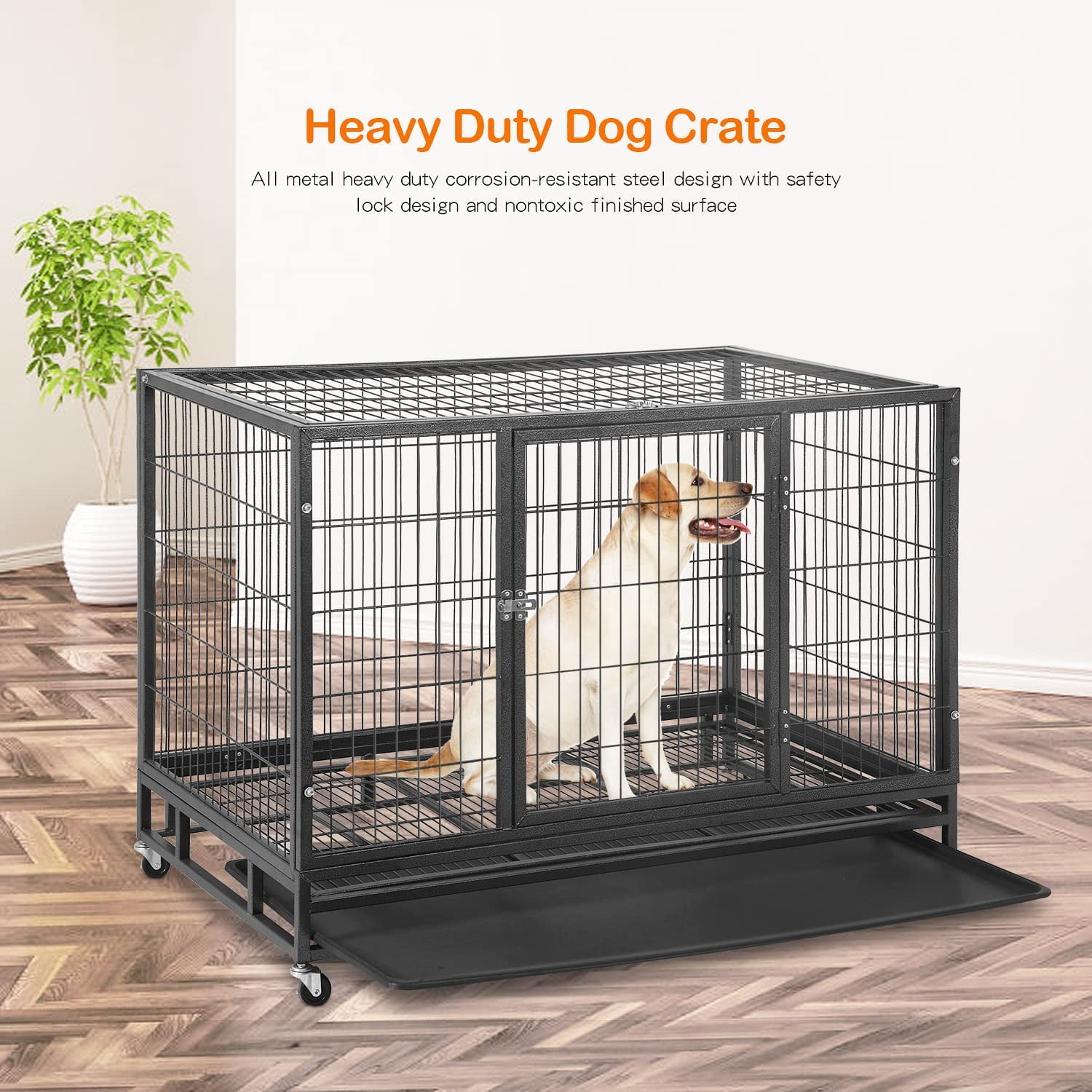YRLLENSDAN 48 inch XL Large Dog Crate for Large Dogs Heavy Duty