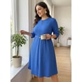 thumbnail image 4 of DARING DIVA Women's Outfit A-Line Keyhole Neck Spring Classy Midi Dresses for Work XS Royal Blue, 4 of 7