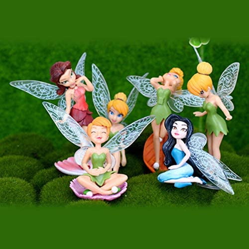 6 Pieces Miniature Fairies Accessories Mini Figurines Little Girl Sculpture  Yard Ornaments Potted Plants Resin Decor for Outdoor Garden Lawn Decoration  