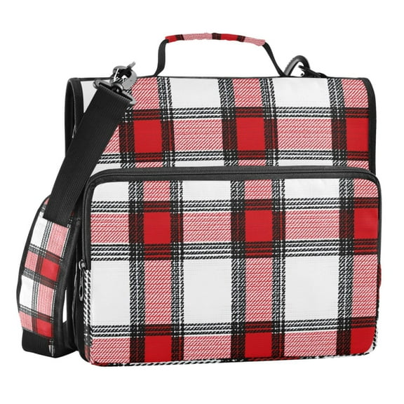 ALAZA Zipper Binder Plaid Red Checkered 3 Ring Trapper Keeper File Folder Organizer Bag