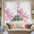 thumbnail image 3 of Swag Curtains Valances for Windows, Pink Floral Cherry Blossom Short Kitchen Window Curtains Over Sink, White Spring Petals Cafe Curtains Panel Set Of 2,Rod Pocket, 36 Inches Length, 3 of 8