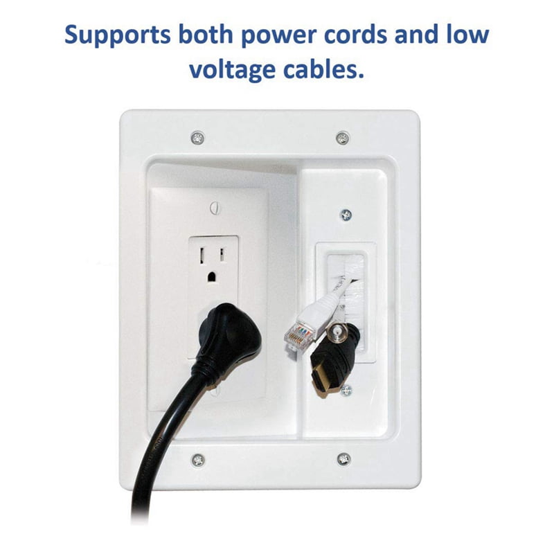 Recessed Outlet Box in Wall Cable Management Kit 15A 125V Hide TV Power Cables & Low Voltage Wires Behind the Wall