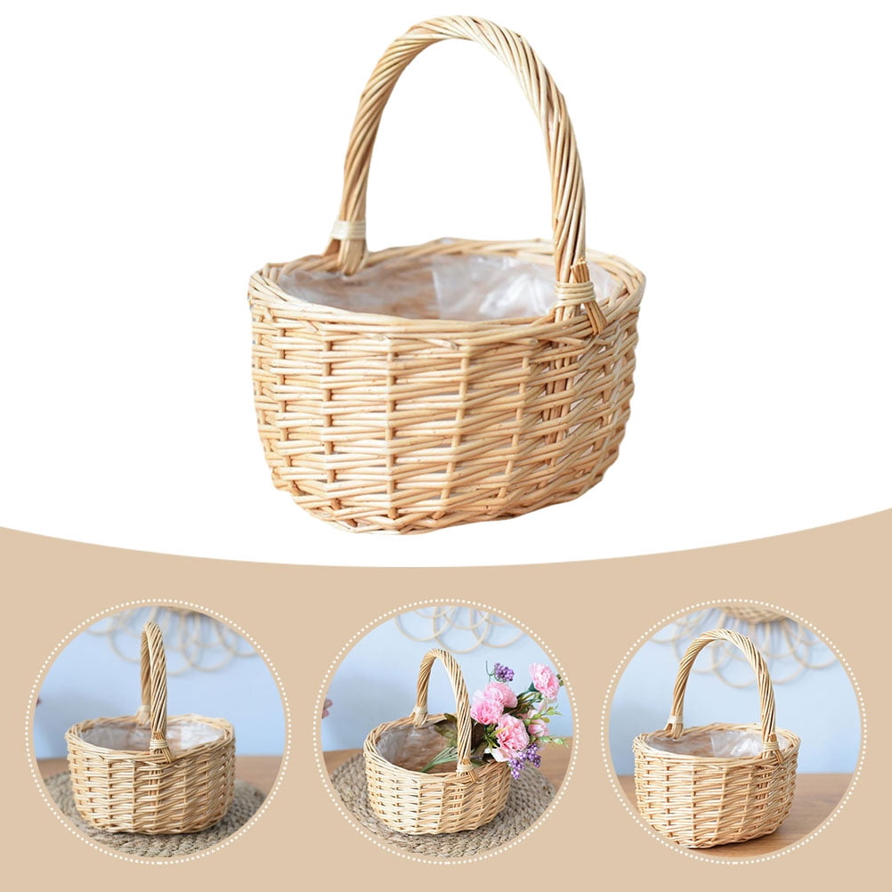 WEAVILUX multi-function picking basket Woven Basket Rattan present Home Owners Easter Celebration 1Pcs