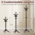 thumbnail image 4 of DRAZUNO Solid Rubber Wood Coat Rack with 3 Adjustable Heights and 11 Hooks for Hallway, 4 of 9