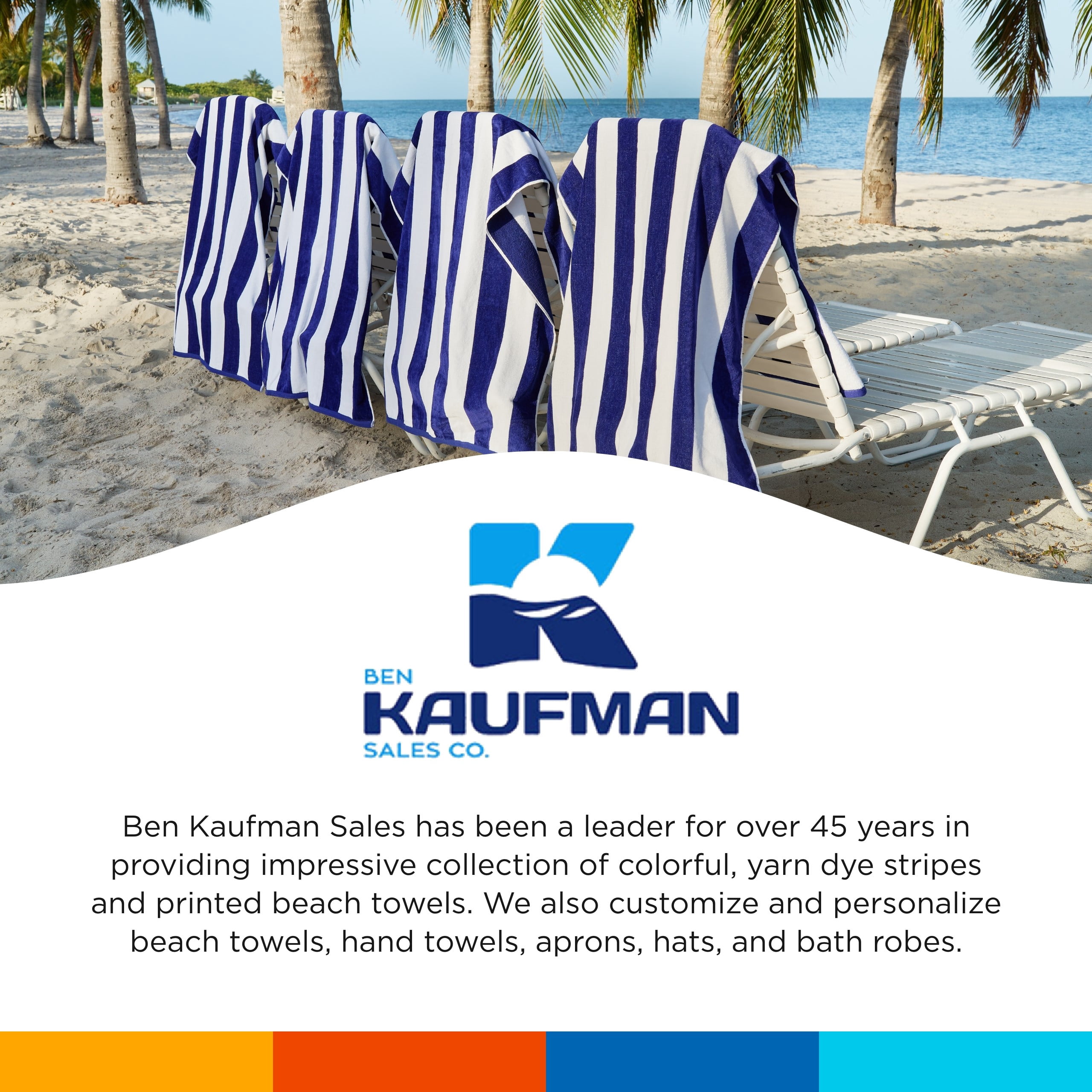 Ben Kaufman Joey Velour Striped Towel - Oversized & Absorbent Striped Beach Towels - Colorful Yarn Dye Stripe Cotton Towel for Swimming & More - Lightweight & Soft Swim Towels - Blue, 12 Pack