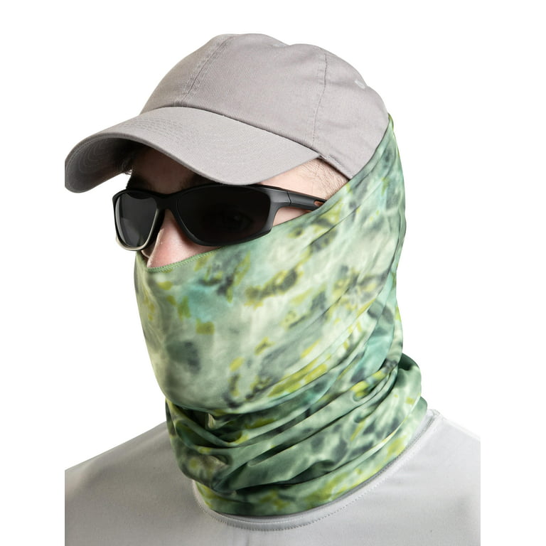 Aqua Design Fishing Hunting Masks Neck Gaiters for Men and Youth: UPF 50+  Sun Mask Protection: Camo Half Face Cover Balaclava Bandana: Green Bayou