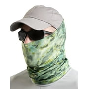 Aqua Design Fishing Hunting Masks Neck Gaiters for Men and Youth: UPF 50+ Sun Mask Protection: Camo Half Face Cover Balaclava Bandana: Green Bayou size XL
