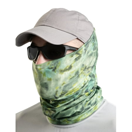 Aqua Design Fishing Hunting Masks Neck Gaiters for Men and Youth: UPF 50+ Sun Mask Protection: Camo Half Face Cover Balaclava Bandana: Green Bayou size XL