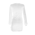 thumbnail image 5 of LLYwey A Line Dresses for Women V-Neck Long Sleeve Color Mesh Stitch Casual Mini Dress New Wedding Dresses White Xl, 5 of 9