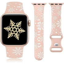 Wearlizer Christmas Snowflake Engraved Silicone Band Compatible with Apple Watch Band for Women 40mm 38mm 41mm 42mm 44mm 45mm 49mm, Soft Two-Tone Sport Strap for iWatch Series 9 8 7 6 5 4 3 SE Ultra