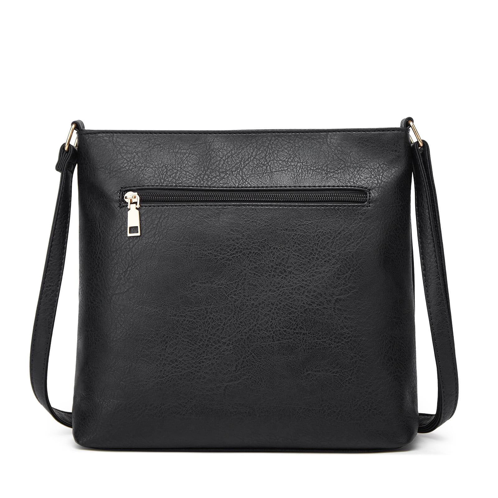 Mepaouo Vegan Leather Crossbody Bags for Women Shoulder Handbag Purse with Zipper Pockets(Black)