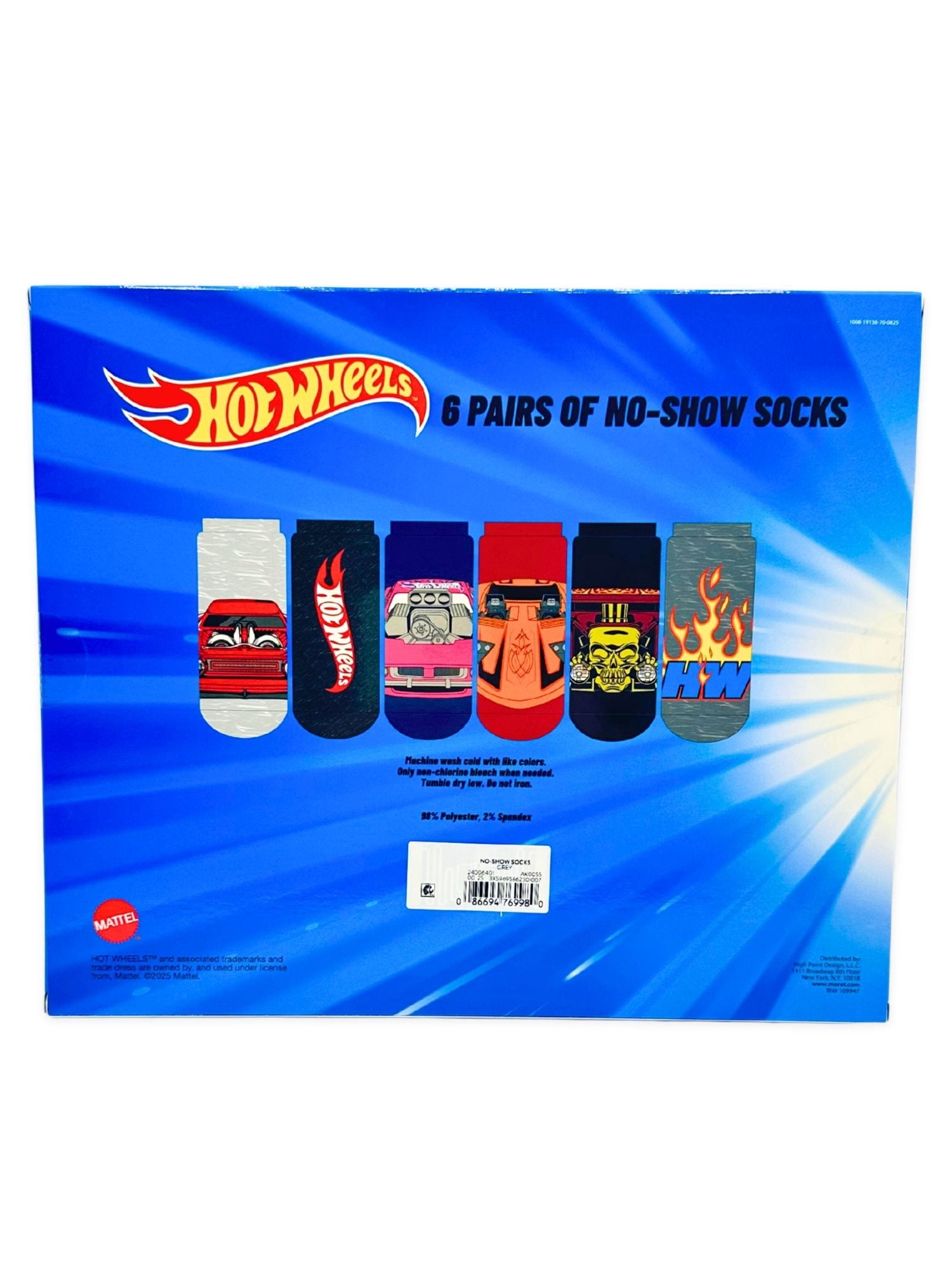 Hot Wheels Boys No-Show Socks, 6-Pack, Sizes S/M-M/L