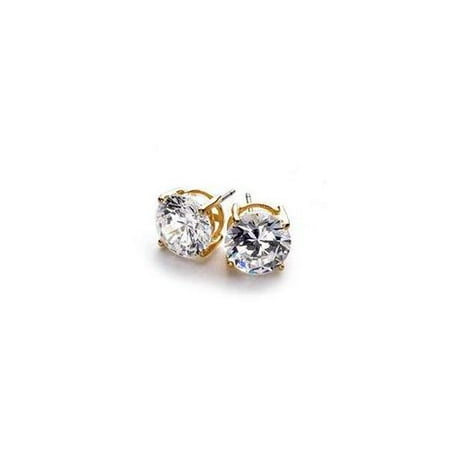 J Goodin E00245GS-S01 14k Gold Bonded to . 925 Sterling Silver 8mm CZ Stud Earrings in Goldtone