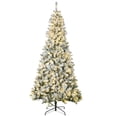 thumbnail image 1 of HOMCOM 7.5ft Artificial Prelit Christmas Tree with Warm White LED Light, Snow Flocked Branches, Metal Base, Xmas Tree, 1 of 7