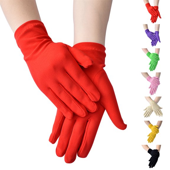 Fgnfyis Solid Color Fashion Ceremonial Short Stretchy Performance Dance Womens Accessory Gloves for Women Mittens Red