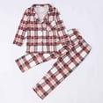 thumbnail image 2 of Gyexs Christmas Pajamas for Family, Plaid Button Down Shirts Pants 2PC Pajama Sets, Family Matching Pjs (Child, Red, 10 Years), 2 of 9