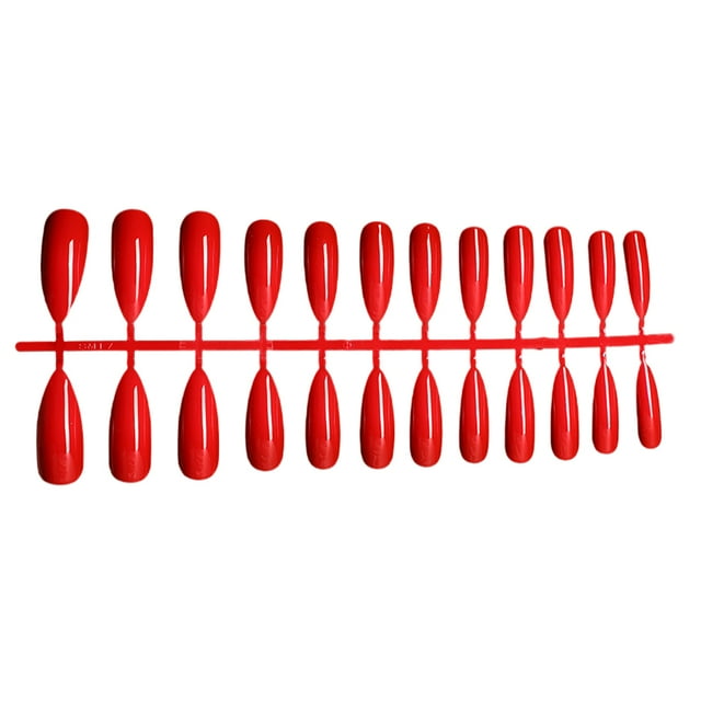 Vogacara 1 Juego de uñas postizas de prensa larga resistentes a los arañazos, Kits de manicura de uñas artificiales, regalos de cumpleaños para Juegos de manicura SM17P63 Rojo Vogacara CE011515-05