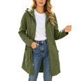 thumbnail image 2 of Women's Fashion Hoodies Drawstring Zipper Long Jacket Top Pocket Hooded Long Sleeve Solid Print for Casual Wear Womens Sweatshirts Army Green L, 2 of 5