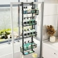 thumbnail image 3 of 5 Tier Over the Door Shower Caddy, Hanging Shower Caddy with 28 Hooks and 2 Toothbrush Holders, No Drilling Adjustable Hanging Bathroom Organizer - Black, 3 of 13