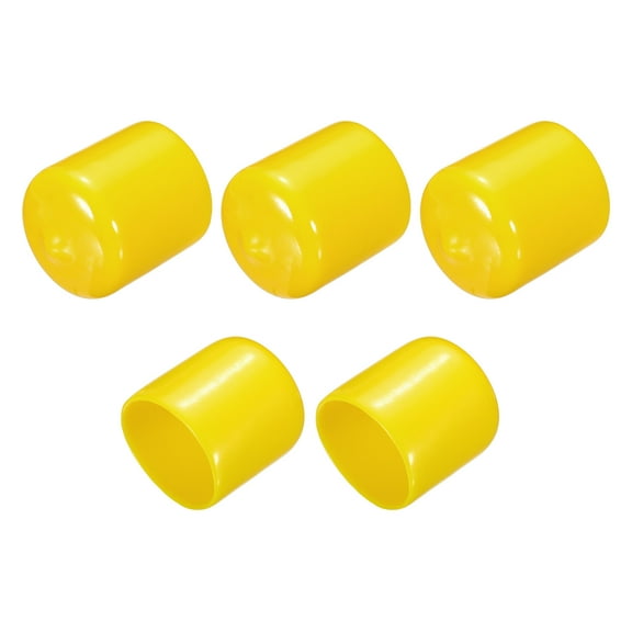 5Pcs Rubber End Caps 25mm(1") Vinyl Round Tube Bolt Cap Cover Screw Thread Protectors Yellow