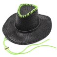 thumbnail image 2 of Sombrero de Panamá con ala grande Retro, sombrero de vaquero con estampado de leopardo occidental para fiesta del salvaje oeste, 2 of 5