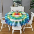 thumbnail image 2 of Colorful Tie Dye Blossom Pattern Round Tablecloth 60"x60",Wrinkle Wipeable Table Cloth for Kitchen Dining Room Picnic Patio Party, 2 of 6