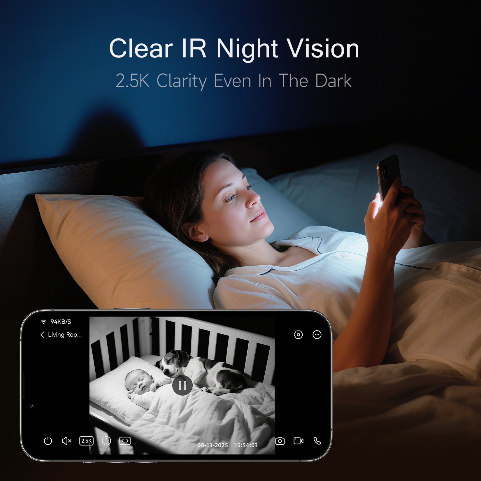 CINMOORE 2.5K Pet/Dog/Cat Camera w/ Phone App, No-Subscription Local Person/Pet/Cry Detection, 4MP Security Camera Indoor, PTZ WiFi Cameras for Home Security, Color Night Vision,Full Duplex Audio,2PC