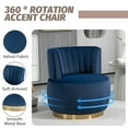 thumbnail image 4 of HOMEFUN 360 Degree Swivel Cuddle Barrel Accent Sofa Chairs, Round Armchairs with Wide Upholstered, Fluffy Velvet Fabric Chair for Living Room, Bedroom, Office, Waiting Rooms(Navy), 4 of 8