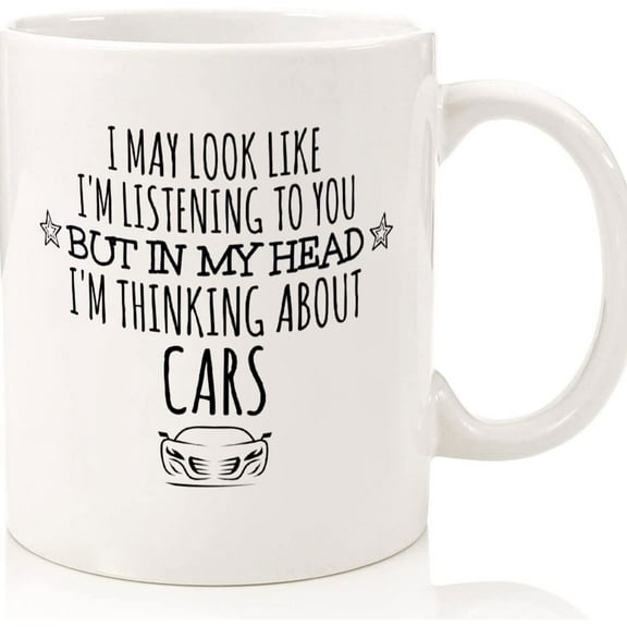 Car Gift, Car Mug, Funny Automotive Gifts, Car Gifts For Him, Dad, Men, Boyfriend, Her, Gift For Car Lovers, Thinking About Cars Coffee Mug, Ceramic Novelty Coffee Mugs 11oz, 15oz Mug, T